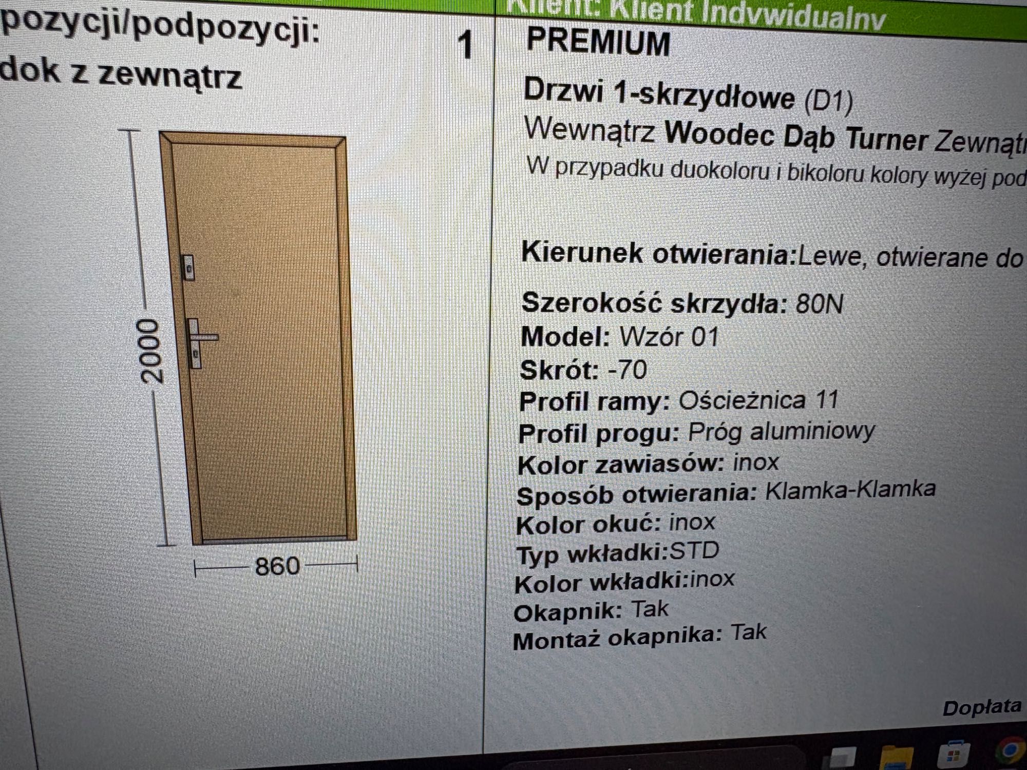 WIKĘD drzwi zewnetrzne dąb naturalny woodec  otw. Do srodka dąb turner