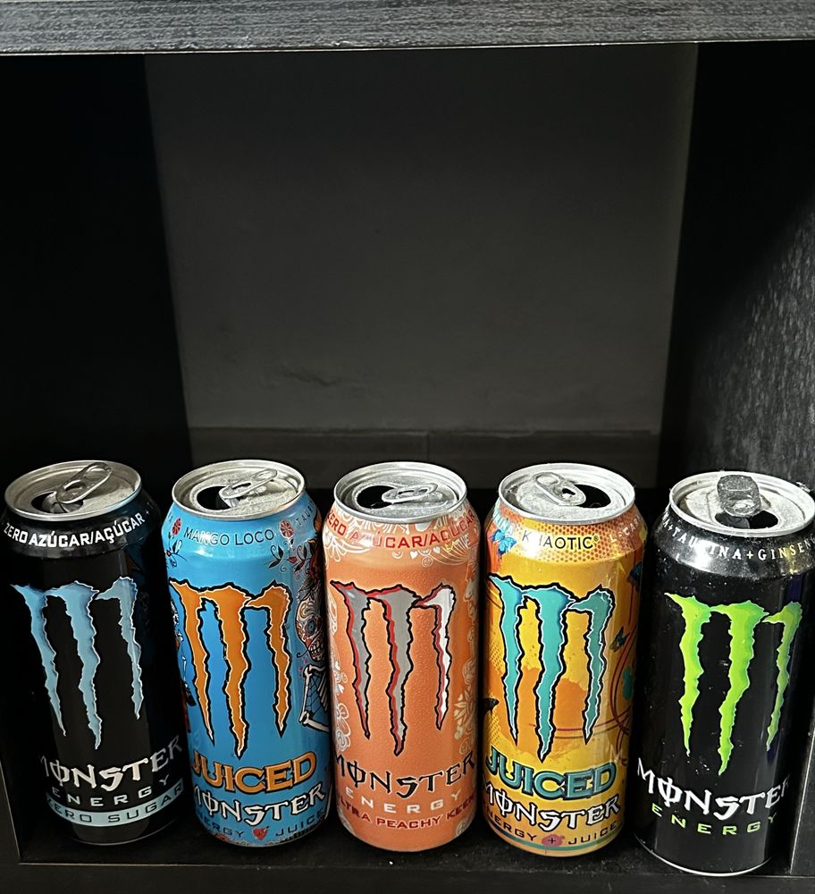 colecao bebidas energeticas, monster, redbull e rockstar