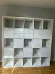 Ikea regał KALLAX biały 182x182 cm, stan idealny z wyposażeniem
