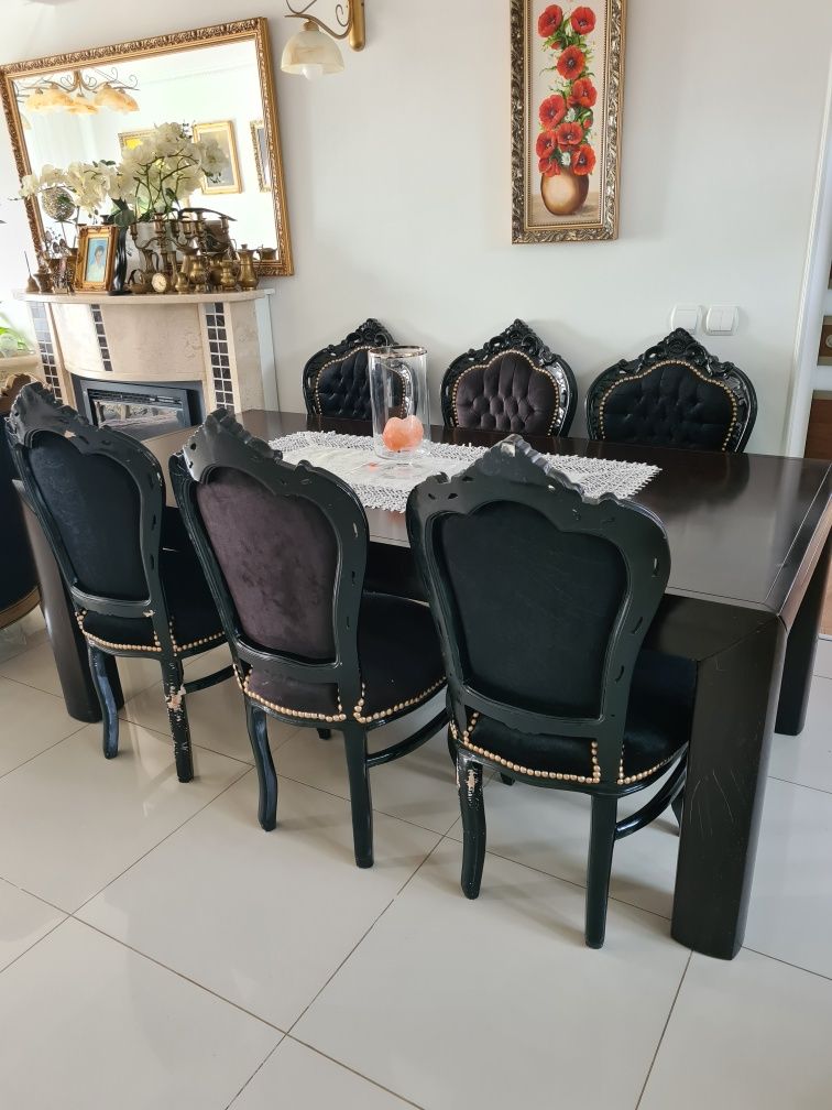 Stół do salonu, jadalni + 6 krzeseł