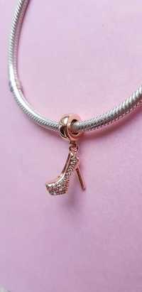 charms zawieszka srebro 925 rose gold but z obcasem