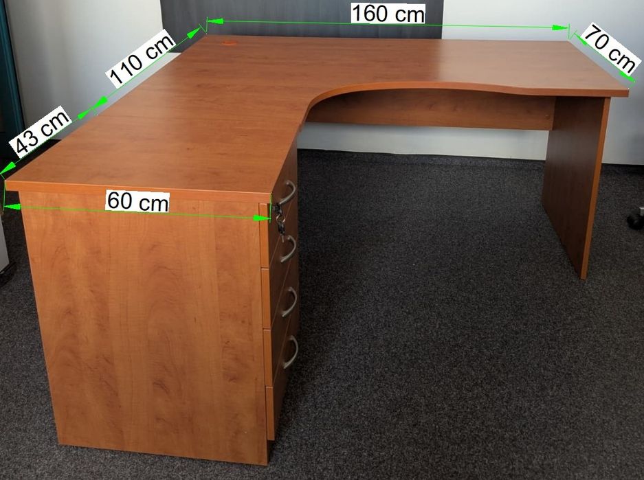 Biurko narożne biurowe. 6 sztuk. + Kontenerek.