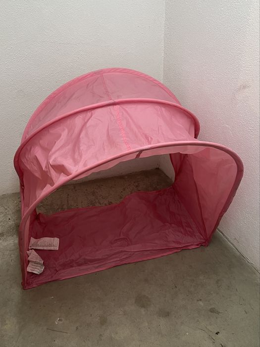 Cama de criança + Colchão + Dossel Rosa - IKEA MAMMUT