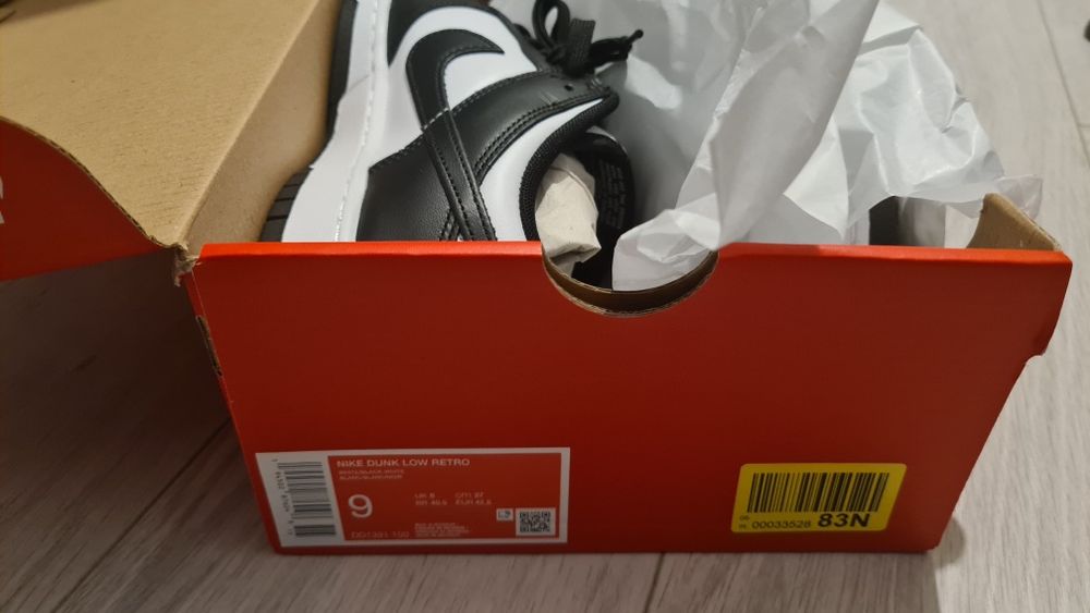 Oryginalne dowód Nike dunk retro low panda 42.5