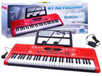 pianinko keyboard Organy z mikrofonem 61kl czerwone IN0132