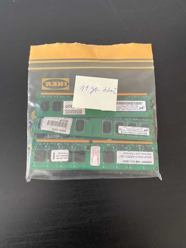 Pamięć RAM DDR2 – 11 GB łącznie – różne marki