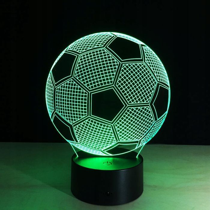 Lampka nocna LED 3D Piłka Nożna RGB z pilotem dla dzieci 22cm