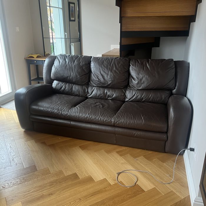 Rozkladana sofa skora naturalna, 200cm