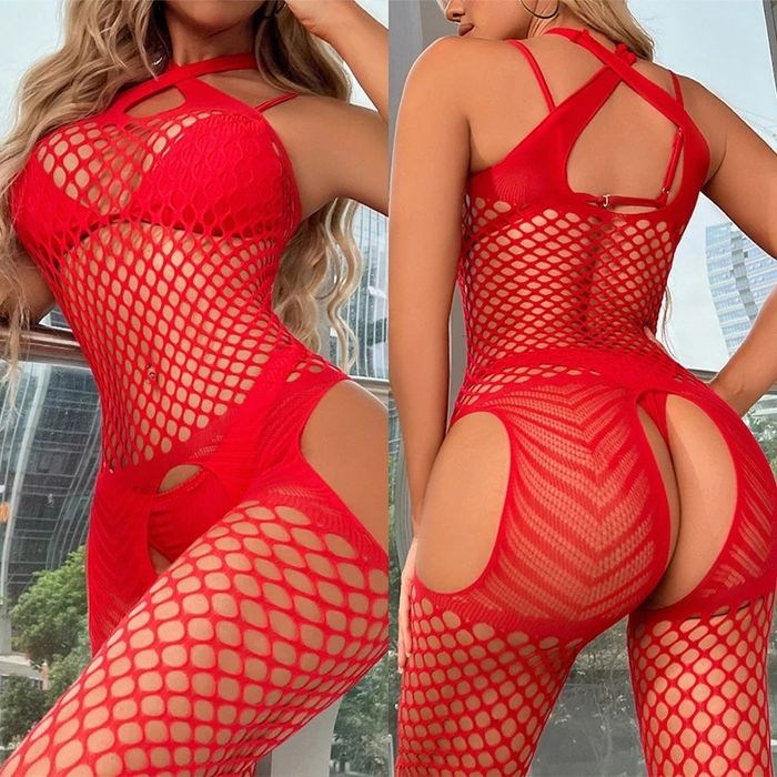 Bodystocking seksowne body otwarty krok r. UNIWERSALNY erotyczna bieli