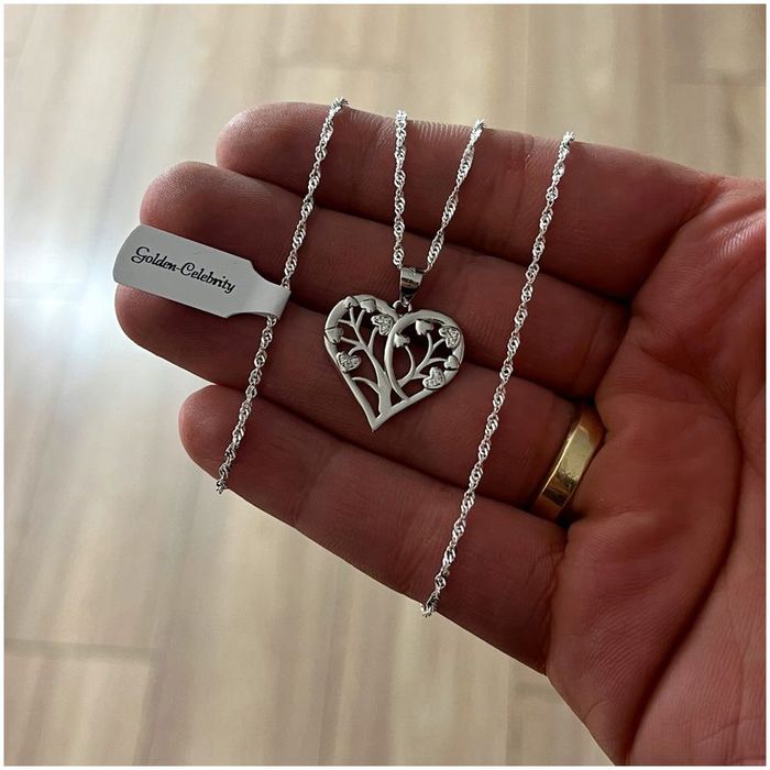 Srebrny Naszyjnik Serce 925 Prezent Dla Dziewczynki Komunia Chrzest Ro