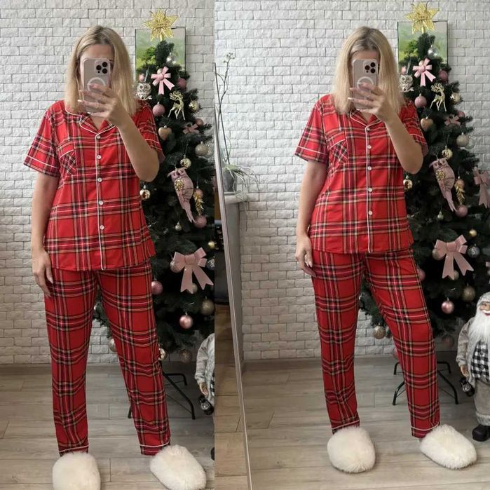 Жіночі піжами в клітинку.Парні піжами