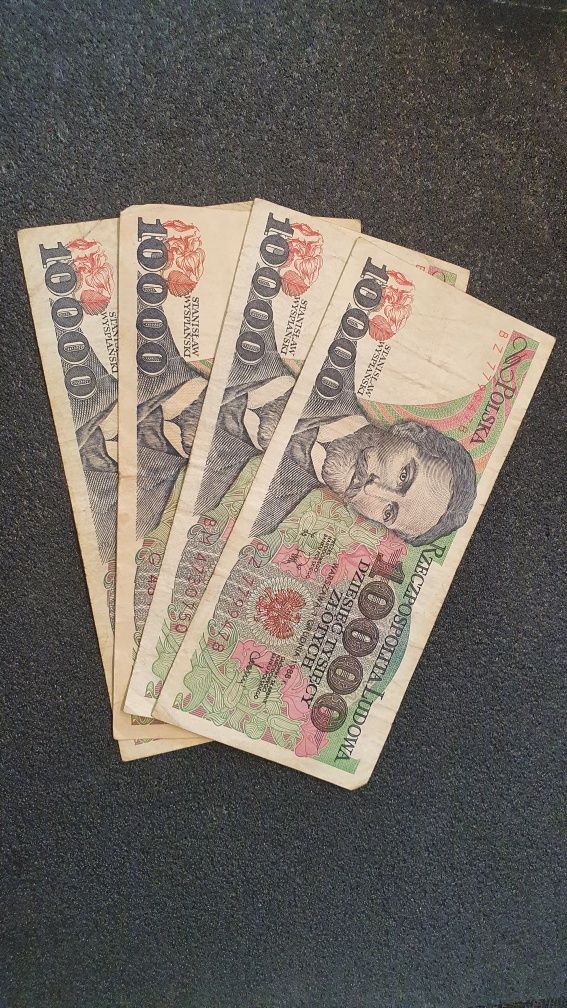 4x 10000 zł banknoty PRL różne serię st.3