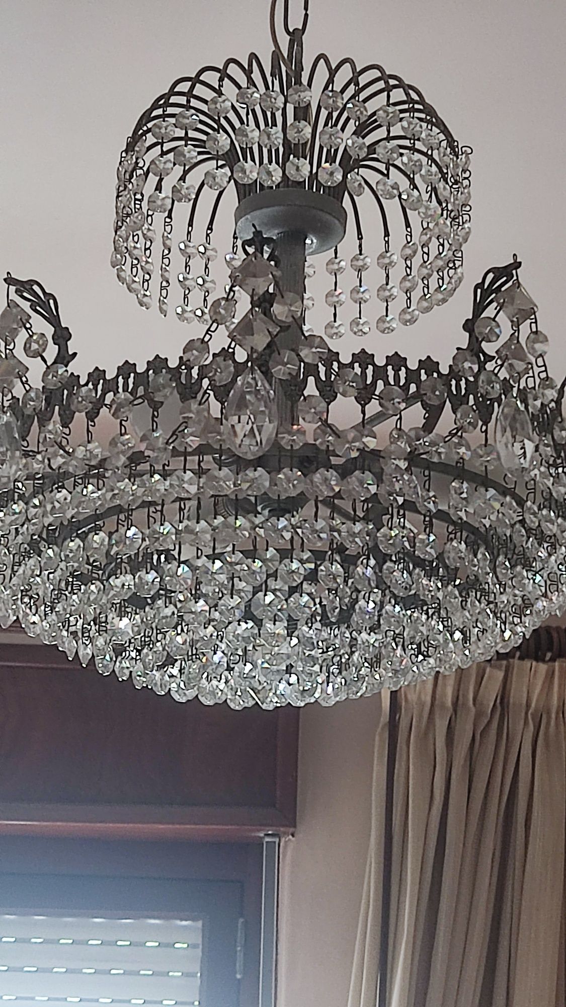 Candeeiro em cristal suportes cromados