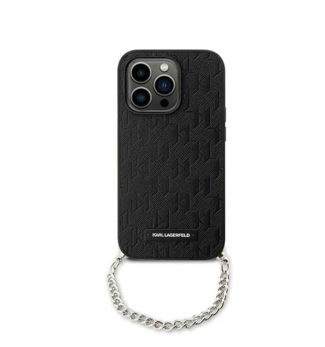 Etui Case Do iPhone 14 Karl Lagerfeld Saffiano Monogram Chain Czarny