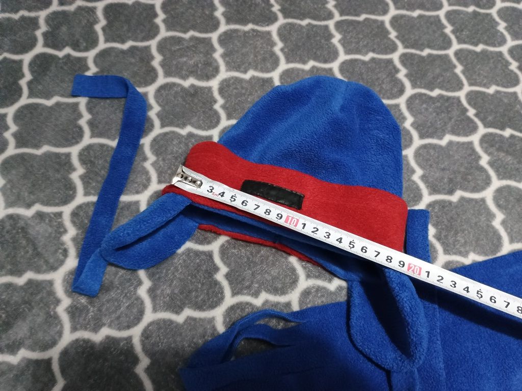 Komplet zimowy 2 x czapka szalik na 5 lat niebieski granat czerwona