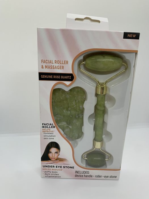Масажер,Нефритовий ролик для масажу обличчя + гуаша