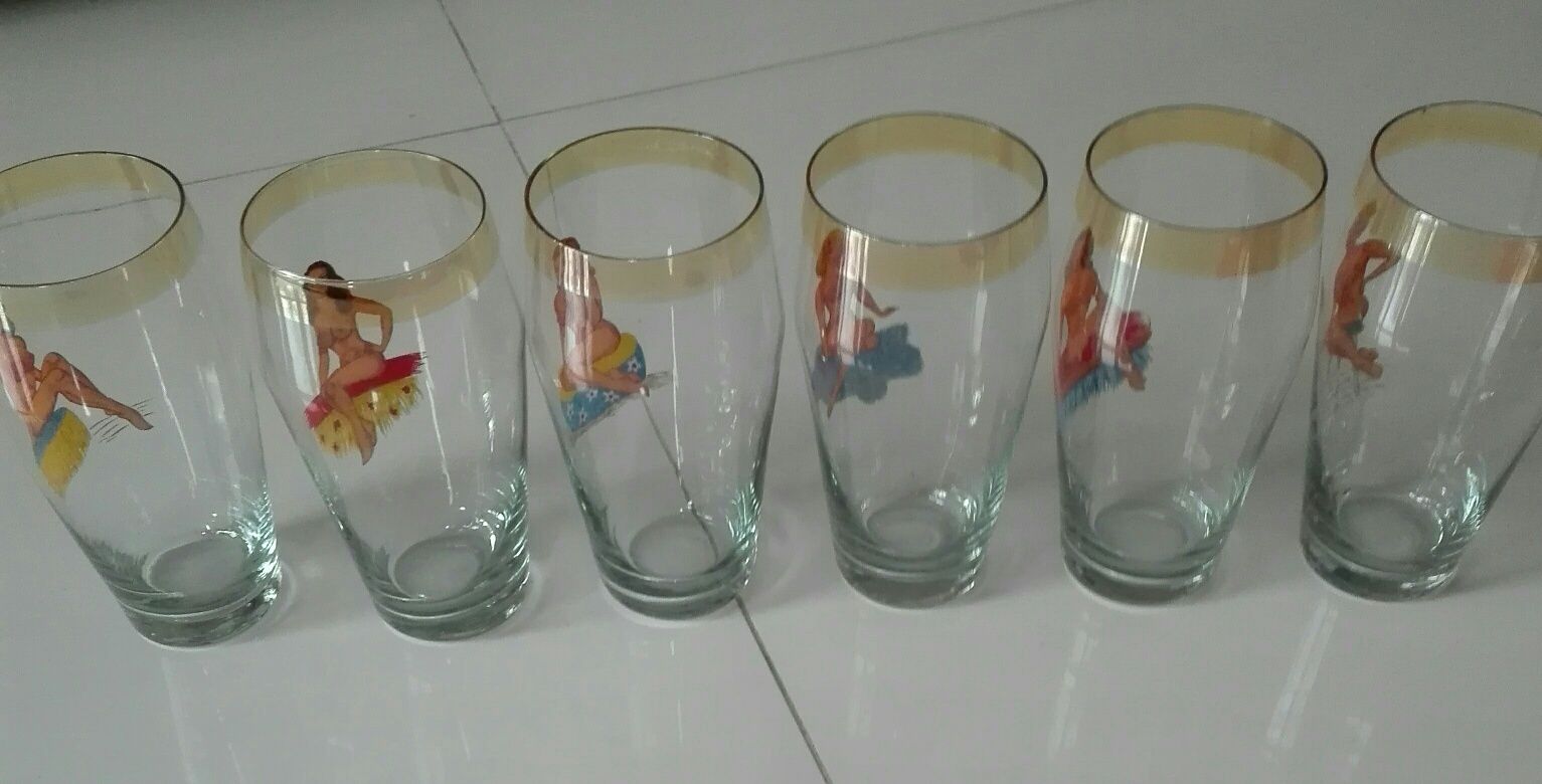 Okazja kolekcjonerów 6 szklanek prl z wizerunkiem