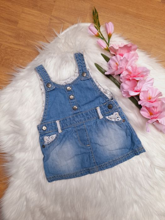 68/74 Jeansowa sukienka ogrodniczka dla dziewczynki