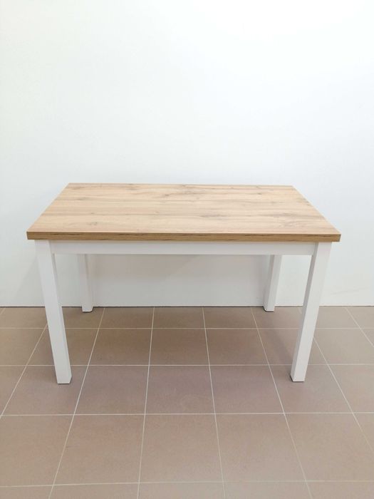 Stół kuchenny Edwin 120x68x32 Dąb Wotan, noga biała PROMOCJA !!