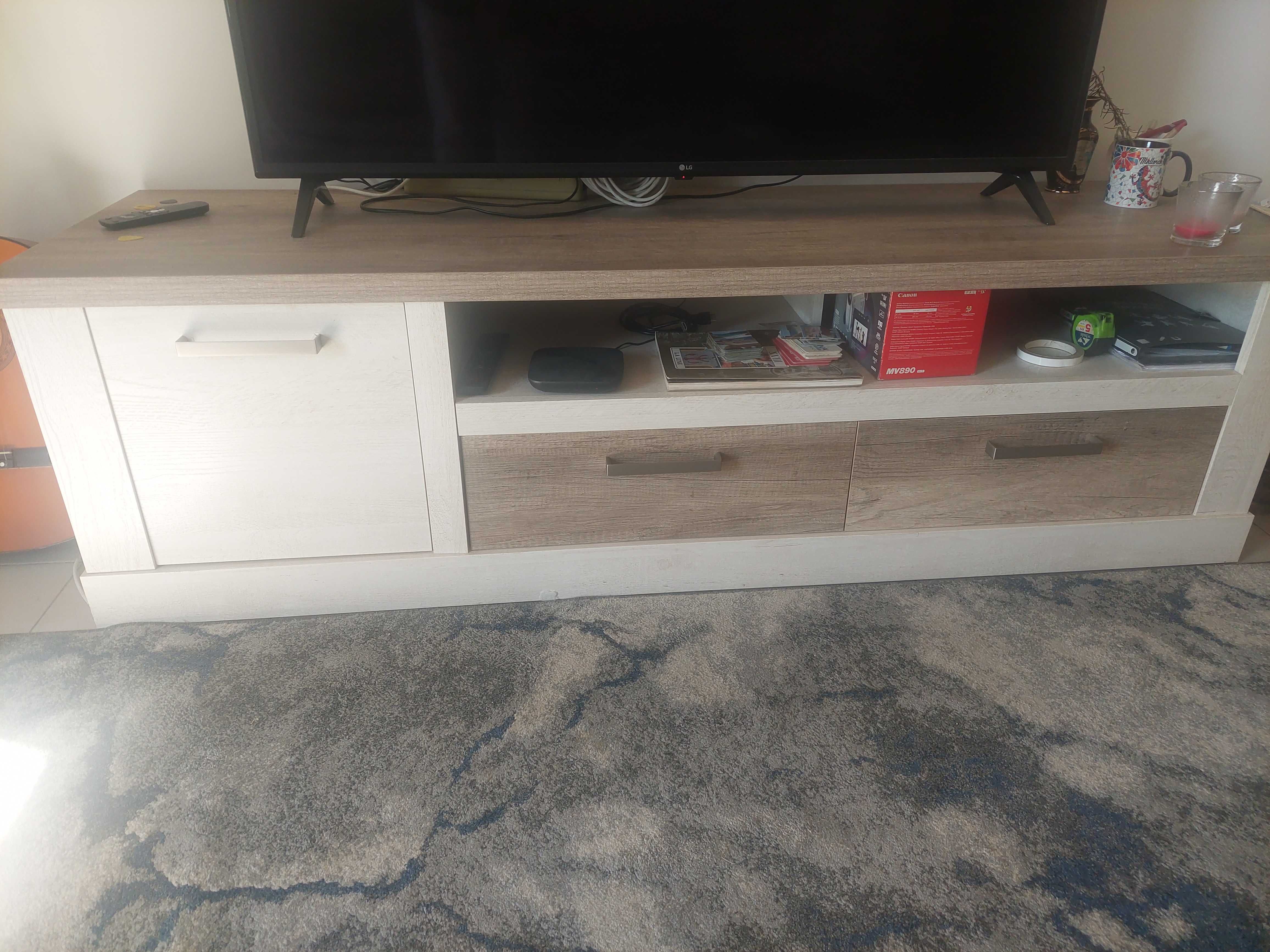 Conjunto Mesa Sala + 4 Cadeiras + Móvel Televisão + Móvel de Entrada