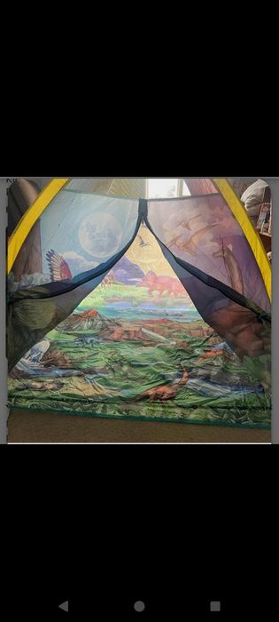 Nowy duży namiot dziecięcy z motywem dinozaurów. Zestaw figurek, LED