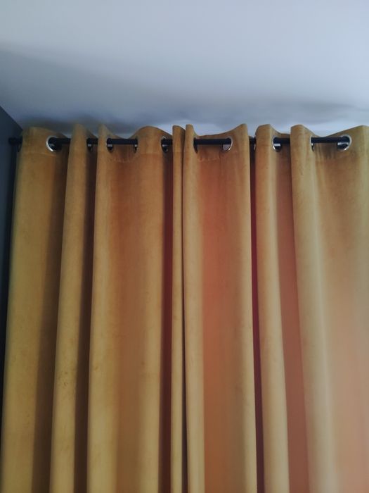 Zasłona Ria Welurowa musztardowa