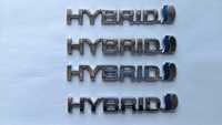 Значок, емблема TOYOTA  напис Hybrid гібрид 13,5*2 см