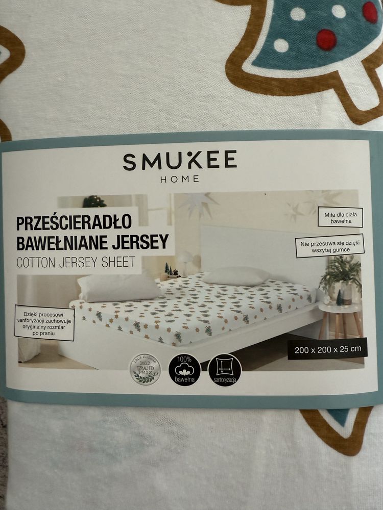 Posciel swiateczna smukee bawelniana 200x220 pierniki choinki