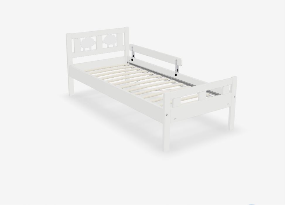 Cama de criança, com estrado ripado e colchão. 70x160cm