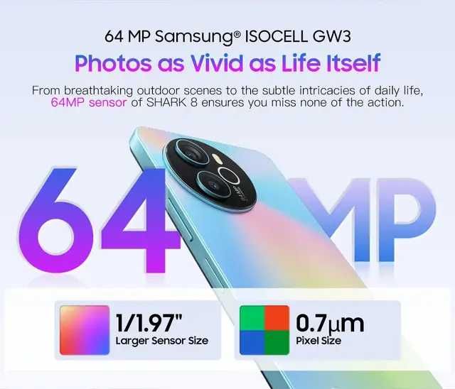 Смартфон Blackview Shark 8 Grey 8/128Gb 5000mAh Octa Core + стекло