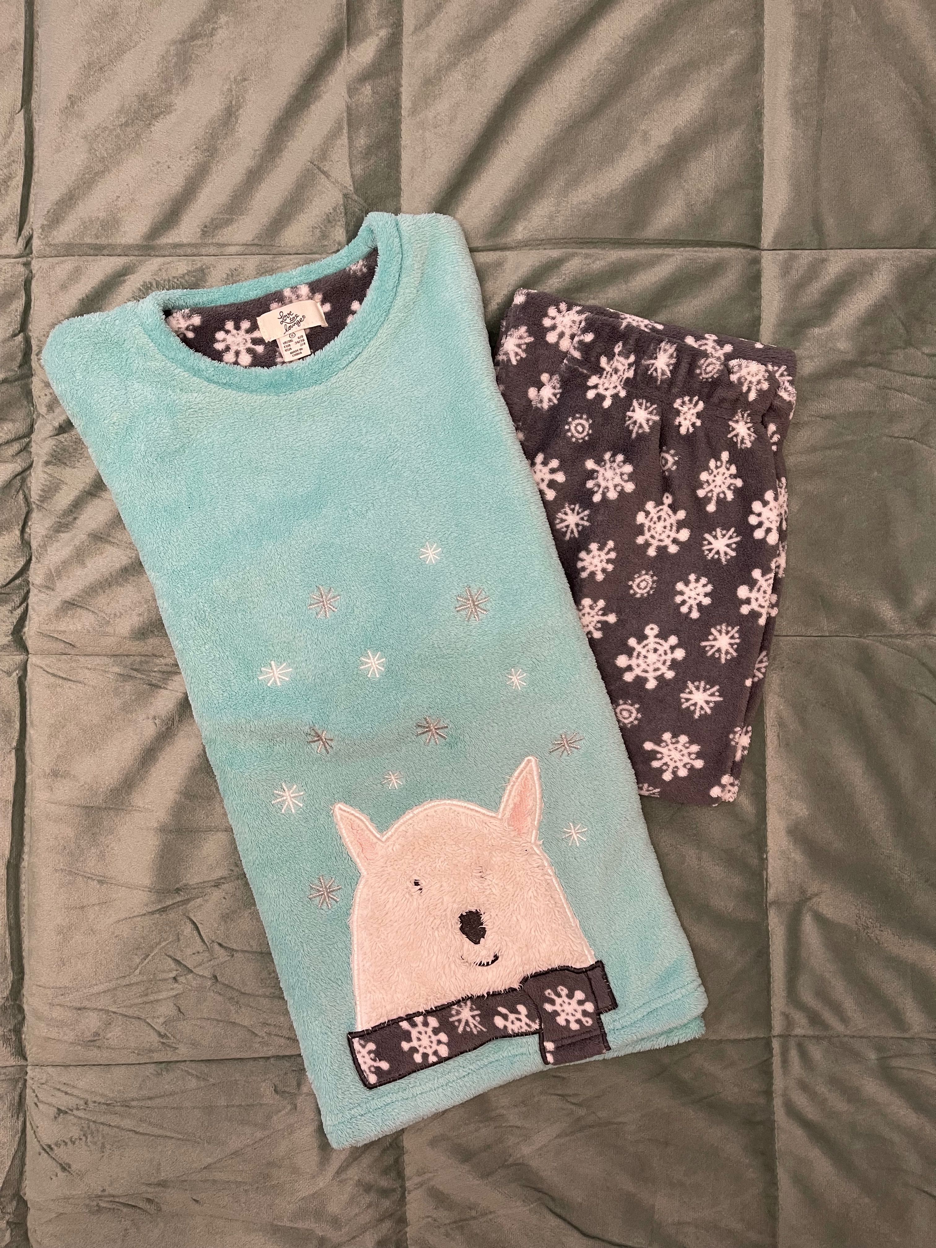 Pijama polar de inverno azul com urso polar