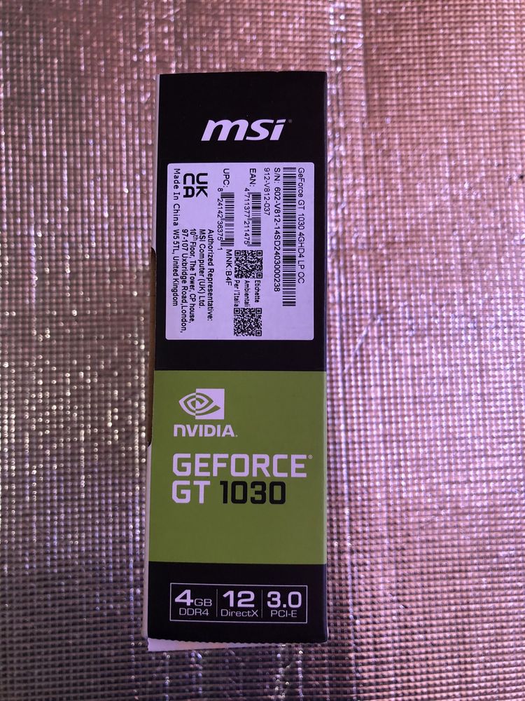 нова Відеокарта GeForce GT 1030 4GB DDR4 64bit DisplayPort, HDMI