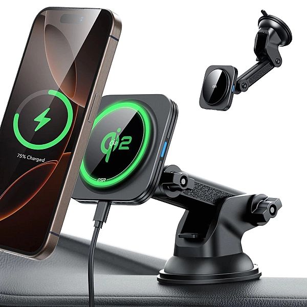Esr Halolock Magnetic Magsafe Dashboard Car Mount Wireless Charger Qi2