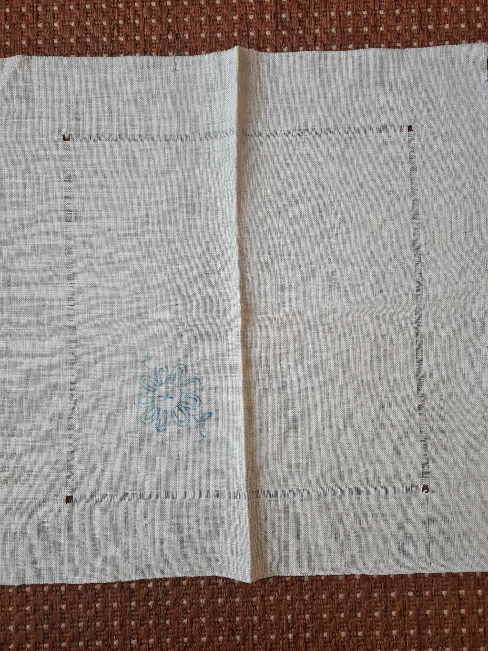 7 serwet 38x40cm, polski len 100%, 2 z oryg. wzorem haftu makowskiego