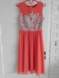 Sukienka w kolorze brzoskwiniowym, rozmiar M, 38