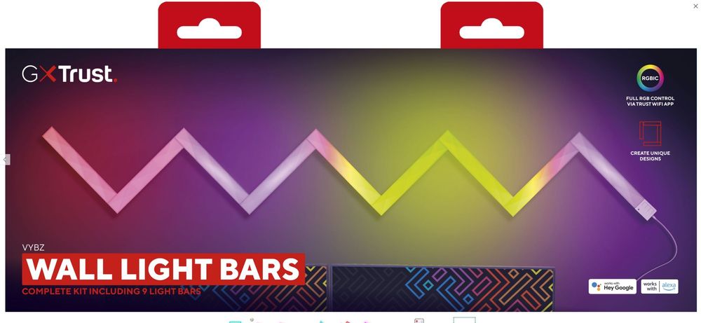 Paski panele świetlne oświetlenie LED TRUST GXT905 WALL BAR GAMING