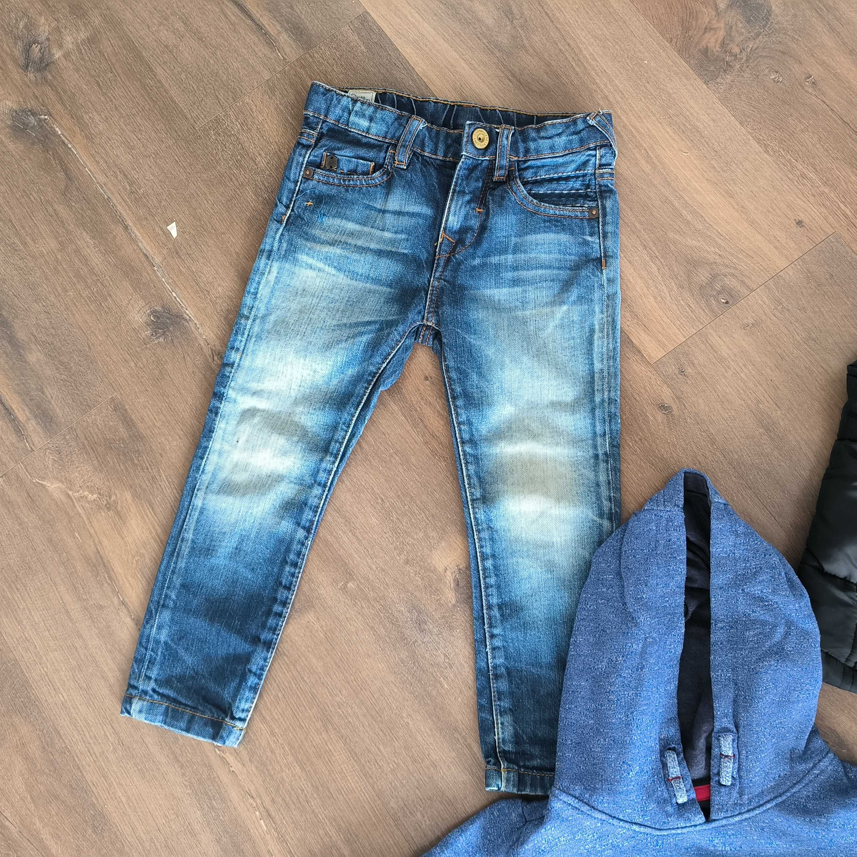 6 rzeczy bluzy spodnie jeansy Zara bezrękawnik 98/104