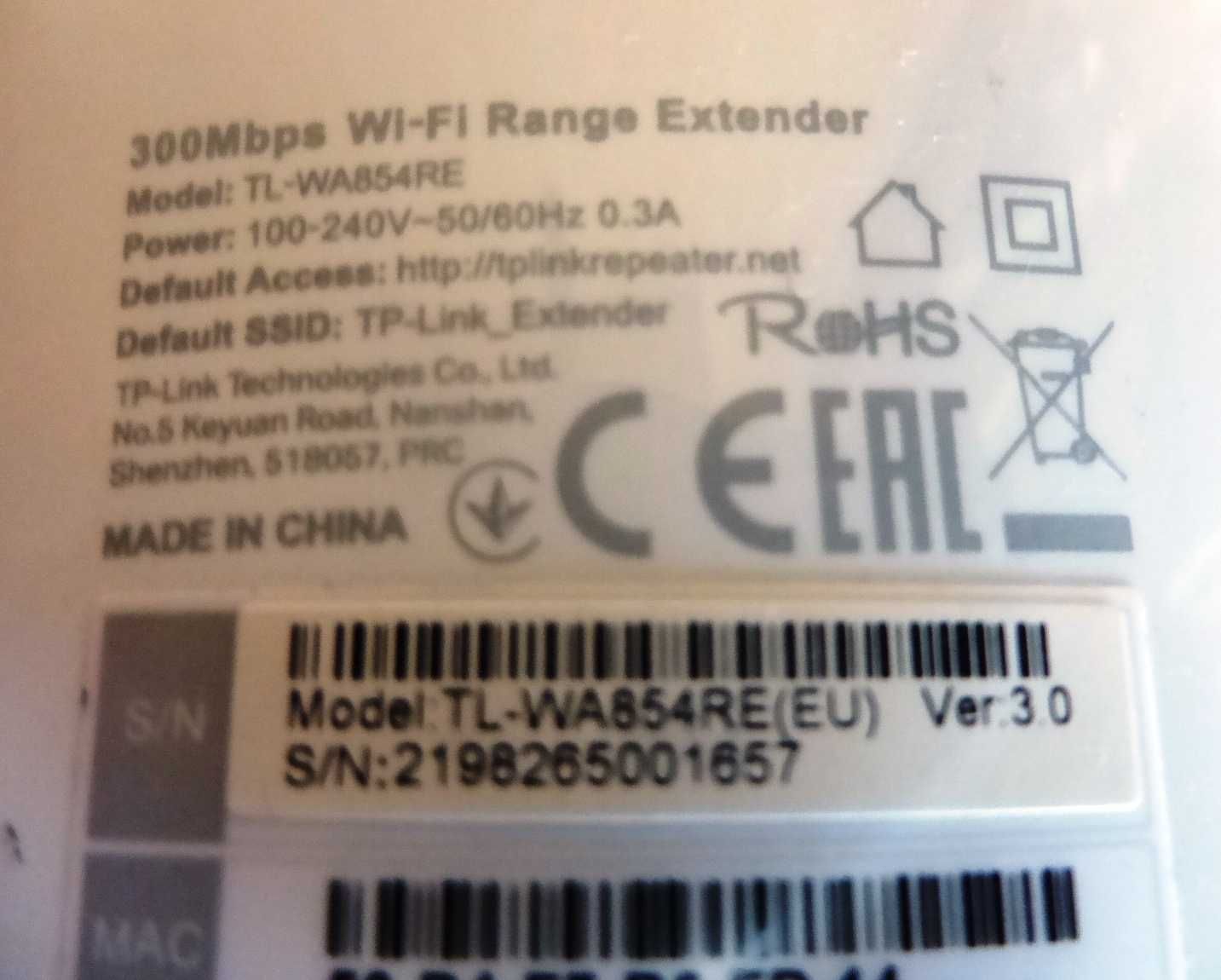 Mocny Wzmacniacz WiFI TP-Link TL-WA854RE 300Mb/s
