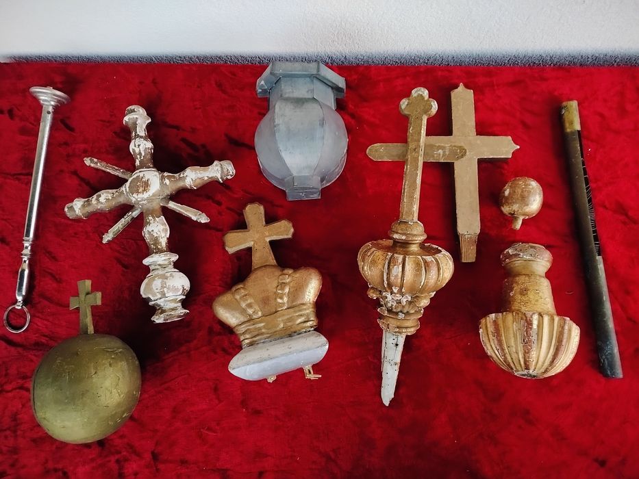 Stary duzy zestaw koscielne dewocjonalia sakralne krzyz jablko