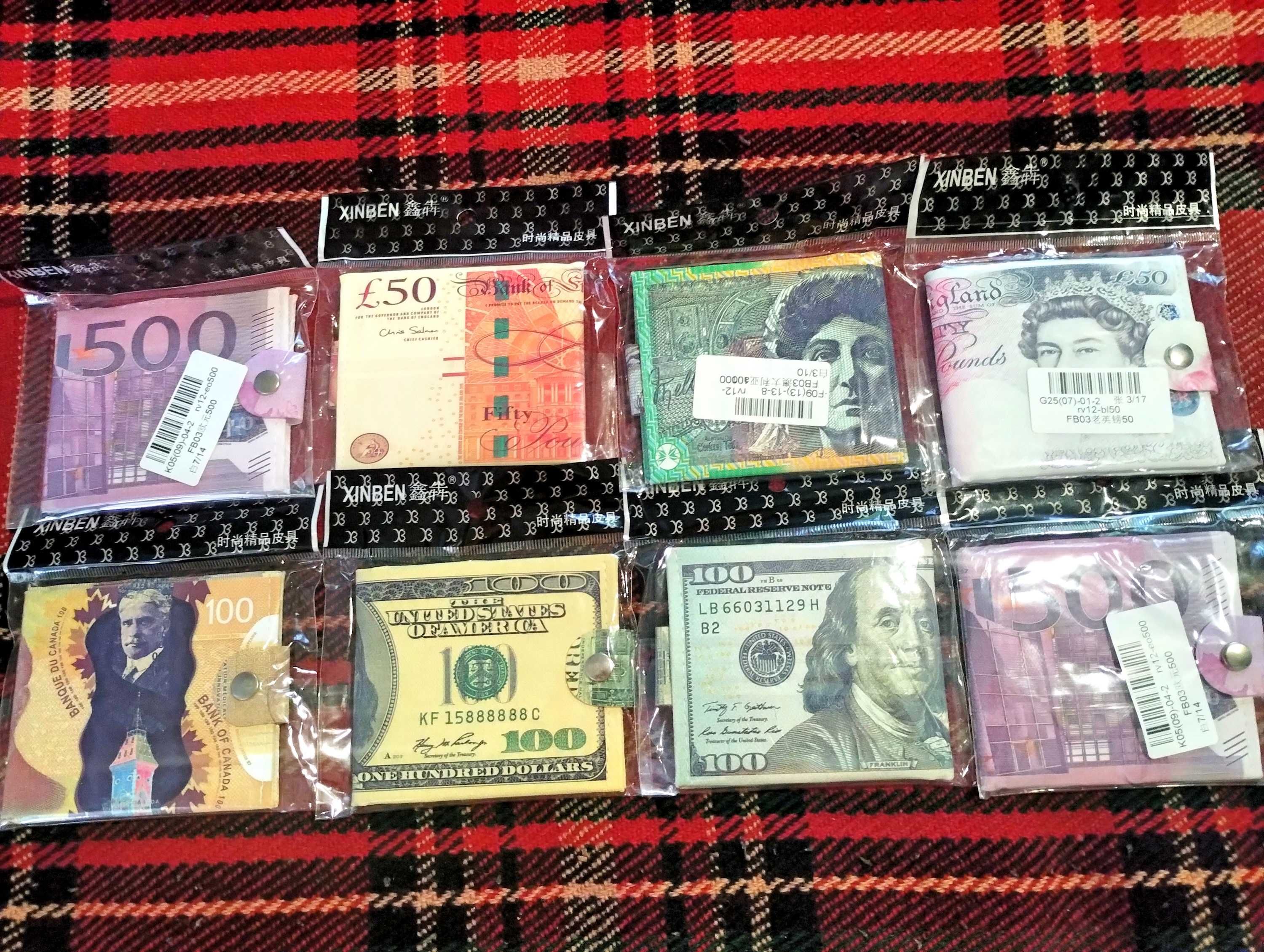 Шикарные холщовые кошельки с зажимом и изображением валют мира!