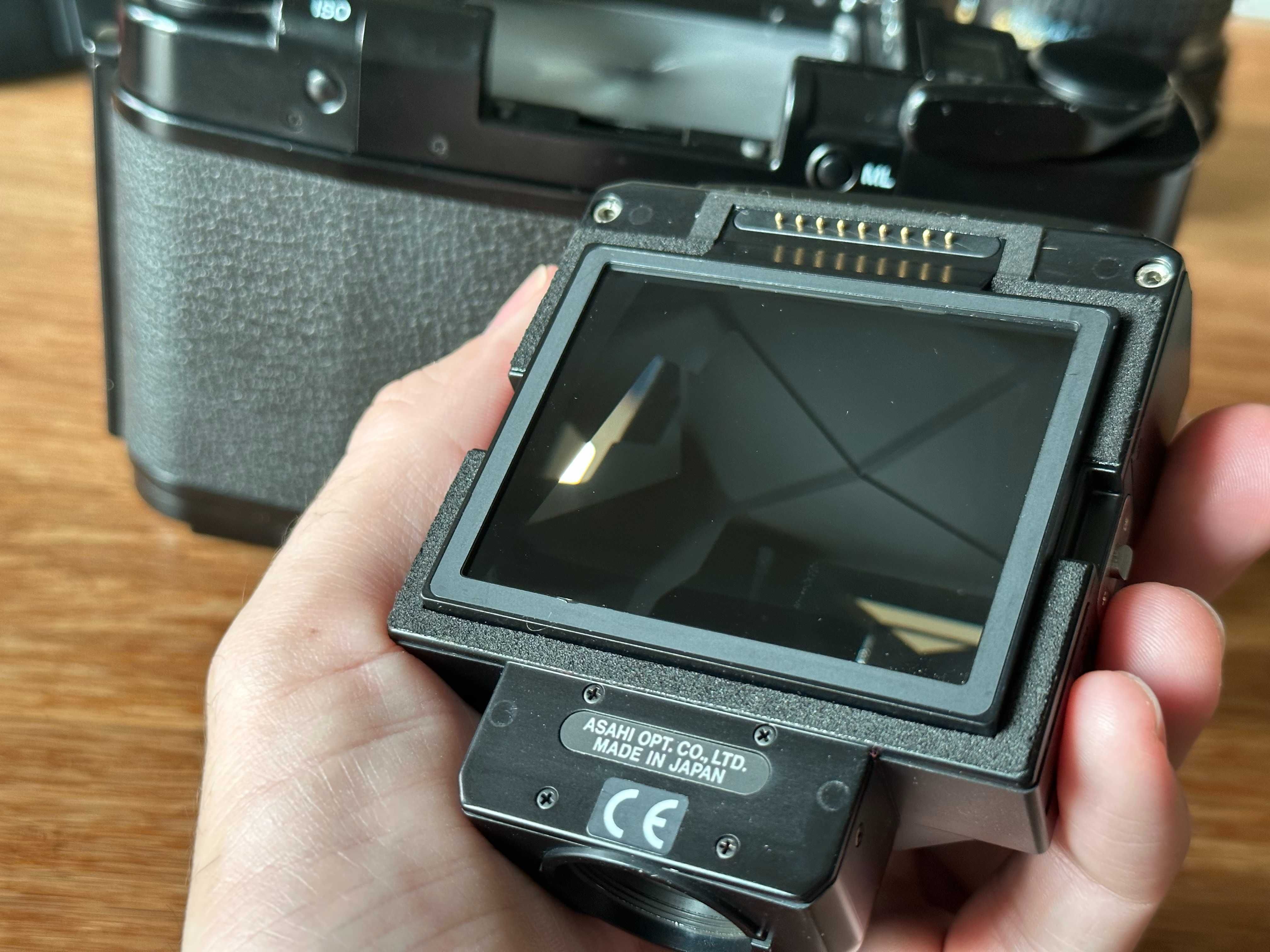 Pentax 67ii + AE Finder + Wooden Grip + 105mm Lens