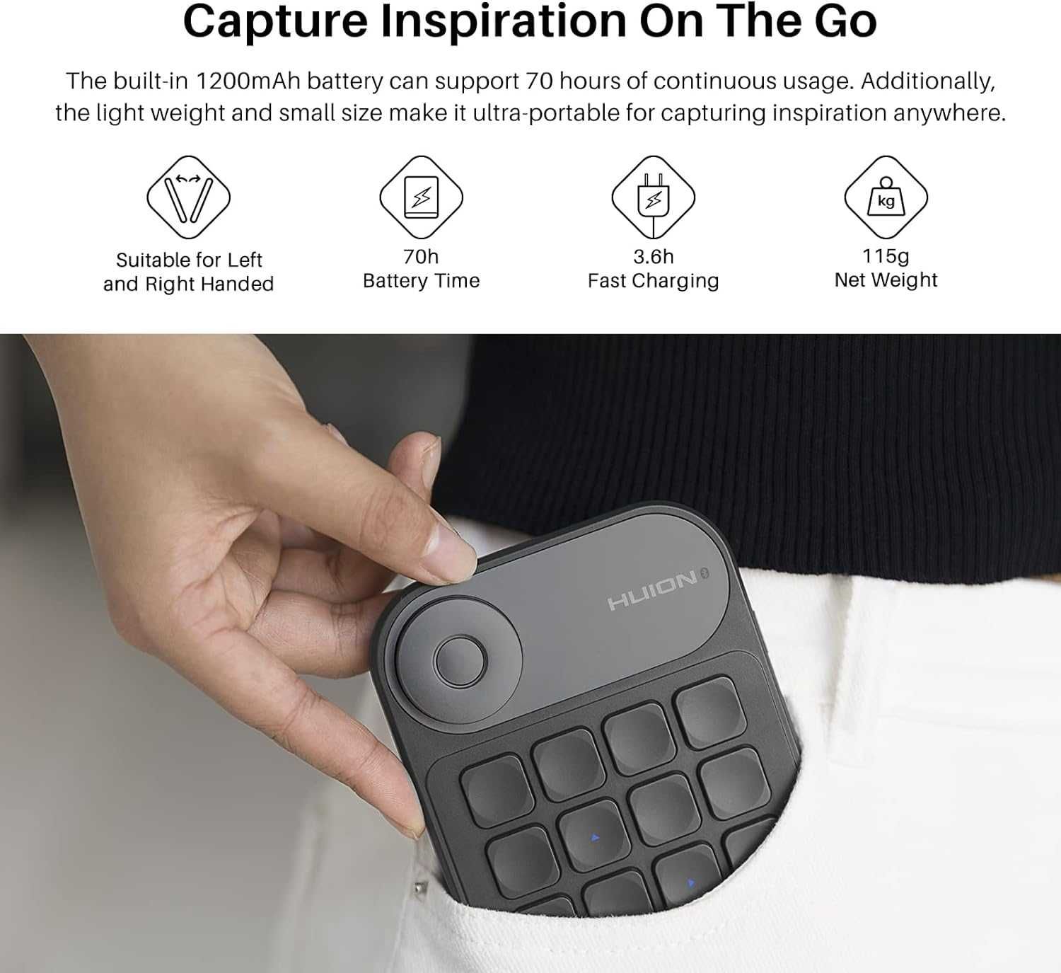 Tablet graficzny Huion K20 Keydial Mini, Zdalna klawiatura