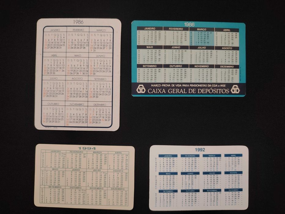 9 calendários de Bancos anos 80 e 90