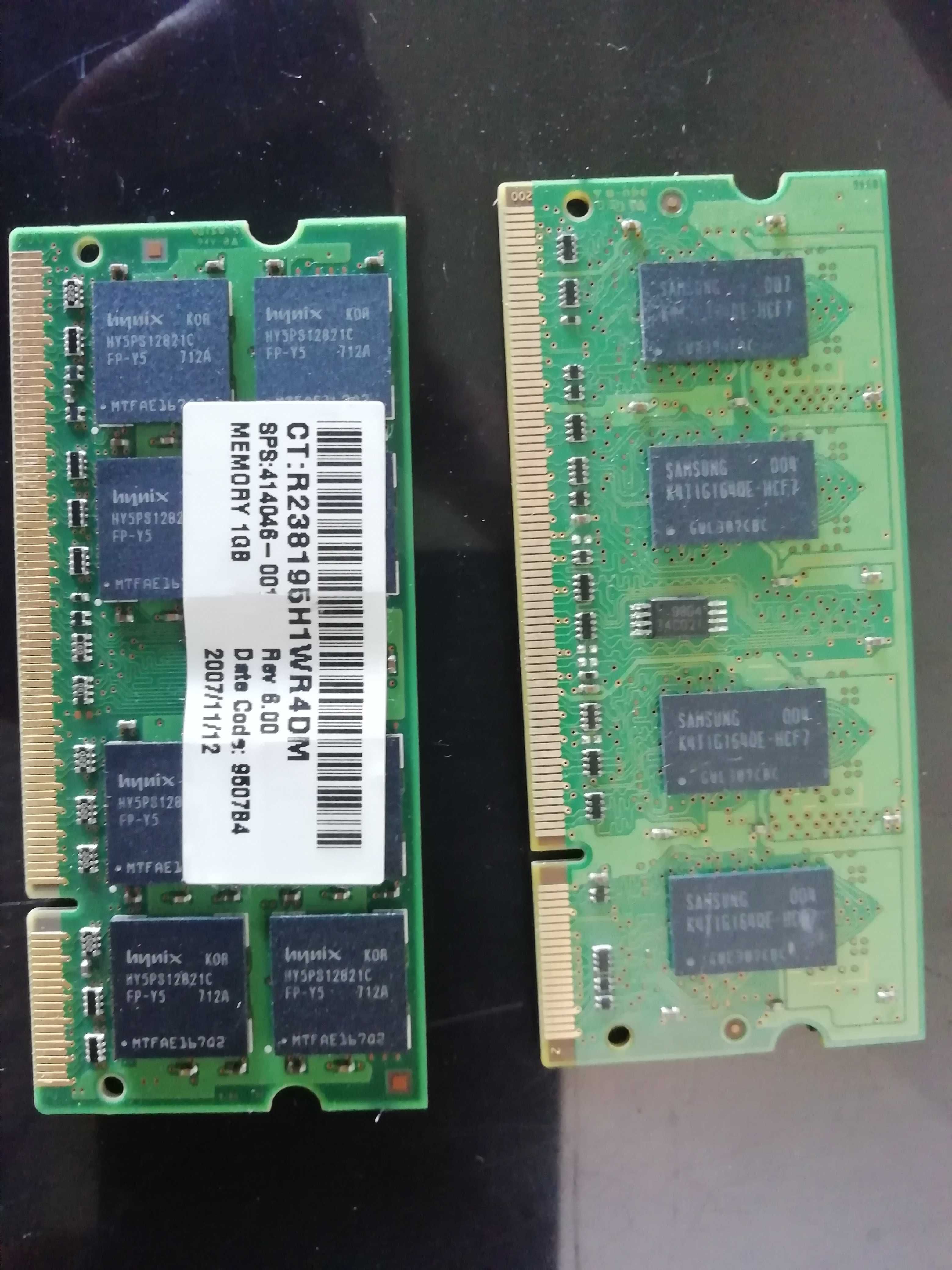 Memórias sodimm 1G DDR2