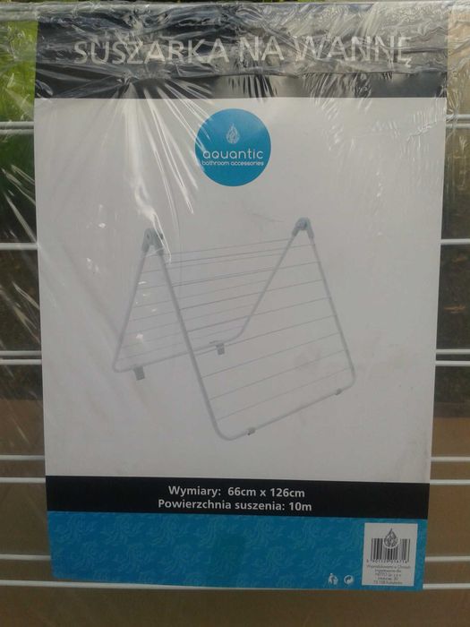 Suszarka na pranie NA WANNĘ nawannowa składana pow. suszenia 10m biała