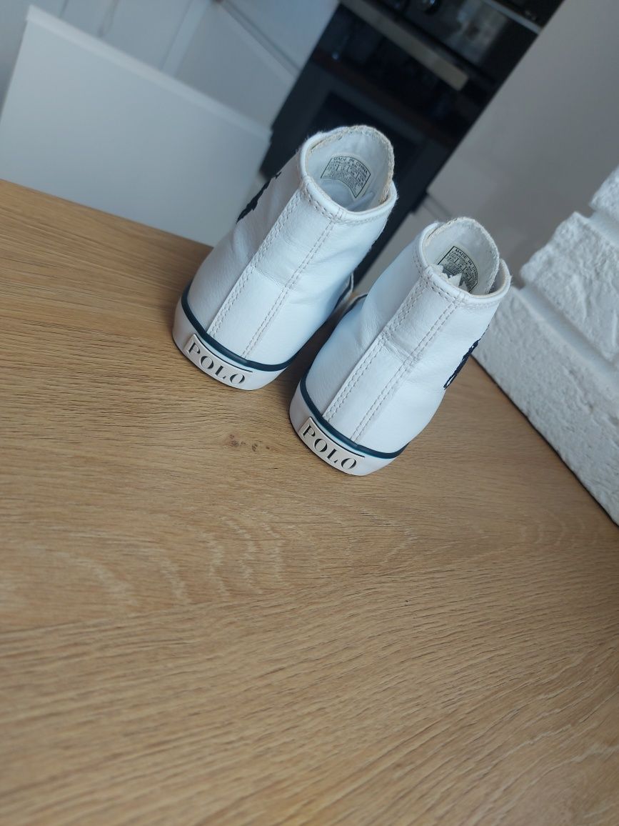 Buty trampki wysokie polo ralph lauren 30 biale Wkładka 20 cm ręcznie