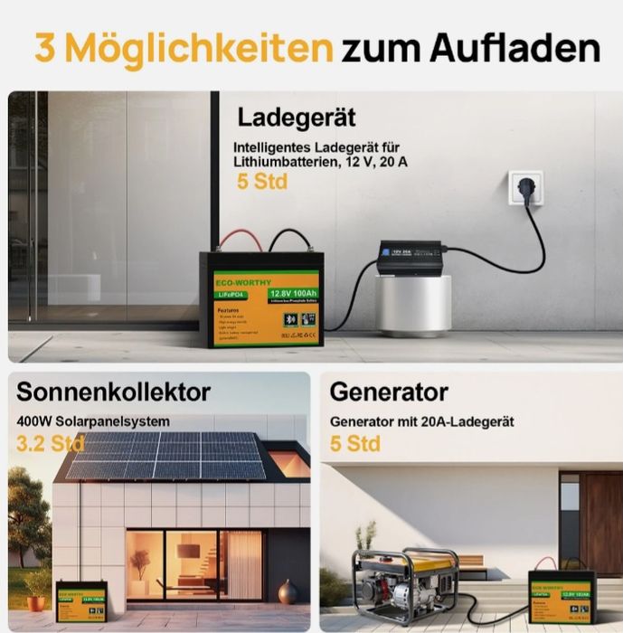 ECO Worthy 12V 100Ah Smart LiFePo4 Akumulator ECO Worthy Bluetooth