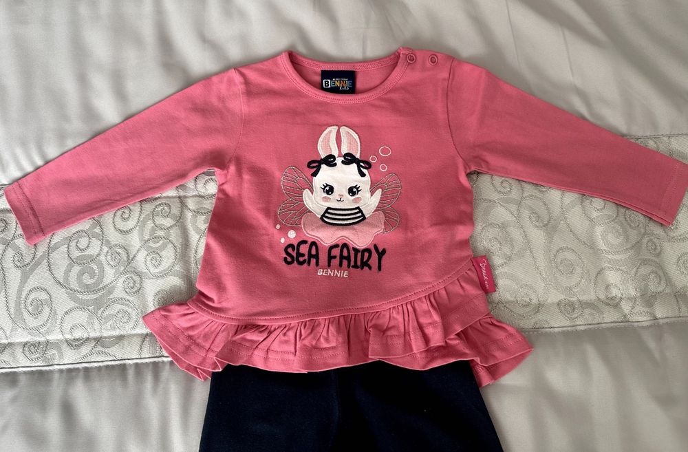 Fato Bebé Camisola Rosa + Calças Azuis 6M NOVO