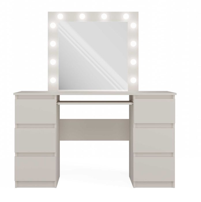 Toaletka Kosmetyczna z Lustrem Oświetlenie MARINA+ Biurko KUBA Kaszmir