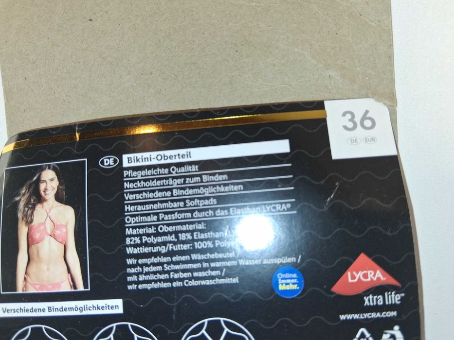 A209 Sansibar Góra Bikini Damska Pomarańczowa Wiązana Rozmiar 36